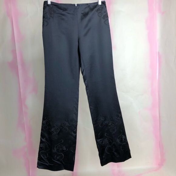 Magaschoni Silk Wool Embroidered Floral Trousers - Picture 1 of 5